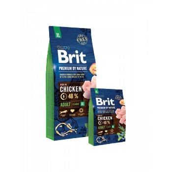 Brit premium adult xl by nature [ НОВА, ПОДОБРЕНА ФОРМУЛА ] с 48% прясно пилешко месо 3 кг