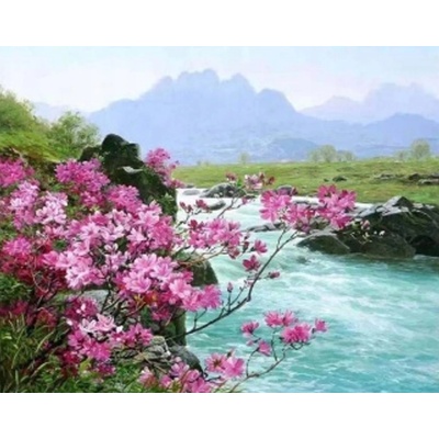 Norimpex - Puzzle Diamant painting: Rose bush by the stream 30x40cm - 1 - 39 piese