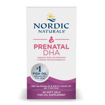 Nordic Naturals Prenatal DHA 830mg Omega-3 + 400 IU D3, 90 softgels
