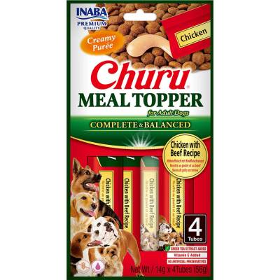 Inaba Foods Dog Churu Meal Topper мокра храна за кучета - пилешко, говеждо 4 x 14 г