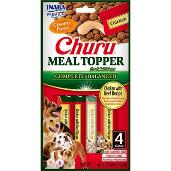 Inaba Foods Dog Churu Meal Topper мокра храна за кучета - пилешко, говеждо 4 x 14 г