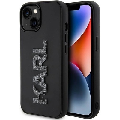 KARL LAGERFELD Кейс Karl Lagerfeld 3D Rubber Glitter Logo за iPhone 15, черен (KXG0073513)