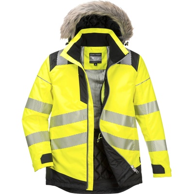 Portwest hi-vis pw369 / Зимно светлоотразително яке, водоустойчиво - hv жълто/черно 4xl (pw369ybr4xl)