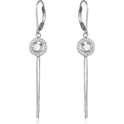 AGATO Dlouhé stříbrné náušnice se zirkony AGUC1977