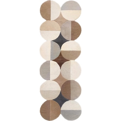 Flair Rugs Сиво-бежова ръчно изработена вълнена пътека 80x230 cm Mia Ellipse - Flair Rugs (503119380167)