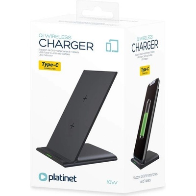 Platinet Wireless Charging Stand 10W - поставка (пад) за безжично зареждане на Qi съвместими устройства (черен)