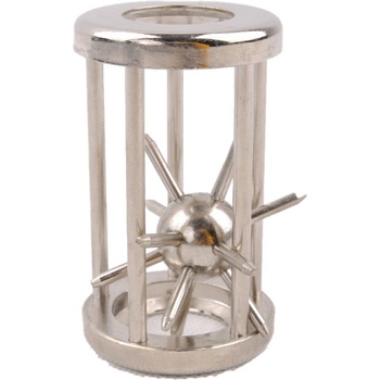 Hlavolam ježek v kleci kovový chromovaný 4,5 x7,5 cm