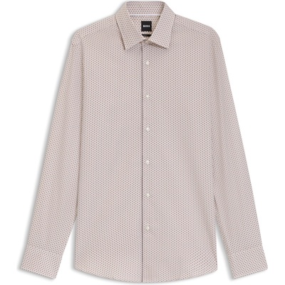 HUGO BOSS Men's HBB HankKent Patterned Long-Sleeve Shirt - Med Beige 260