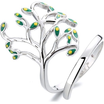 Silenti Jewelry Сребърен пръстен "Зеленина" - 7 - 54.5мм (17.2мм диам. )