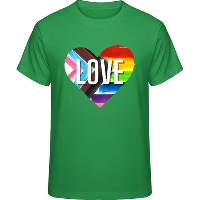 Premium Pride tričko Dúhové srdce Love Čistá zelená