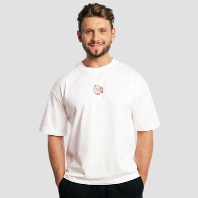 GymBeam tričko Boxy Shaker White