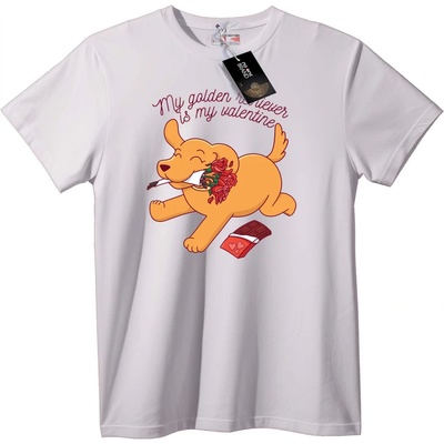 NOONEBRAND Тениска Златен Ретривър за Свети Валентин - 6XL, White
