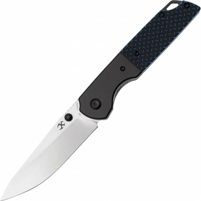 Kansept Warrior Stonewashed Drop Point D2 Čepel Černý Eloxovaný Hliníkový Bolster + Černý a Modrý G1