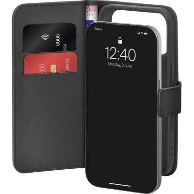 PURO Калъф Puro Wallet Stand Case за iPhone 17 Pro, изработен от еко кожа, с функция капак, портфейл и стойка - черен (PUIPC17P63BOOKC8BLK)