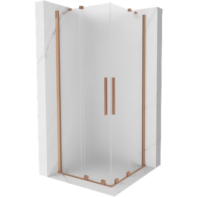 Mexen Velar Duo плъзгаща се душ кабина 90 x 90 см, матова, четкана мед - 871-090-090-32-65 (871-090-090-32-65)