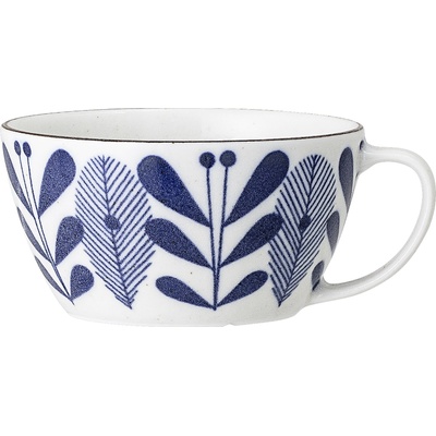 Bloomingville Чаша халба Camellia в синя шарка 300 мл бяла (82047846)