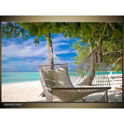 Obraz houpací sítě na pláži , jednodílný 90x60 cm – Zbozi.Blesk.cz