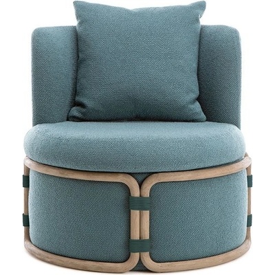 Ethimo Nízké křeslo Rotin, 78,5x78,5x80 cm, rám mořené teakové dřevo, venkovní látka Rust