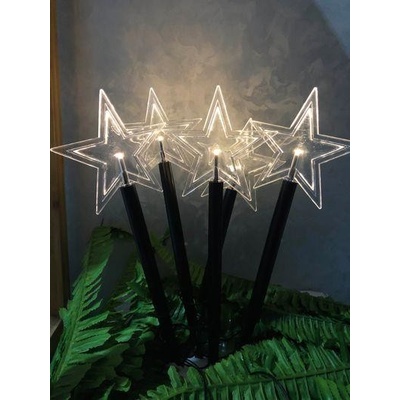 MagicHome Reťaz 5 Star LED teplá biela jednoduché svietenie časovač hviezdy 3xAA IP44 exteriér osvetlenie