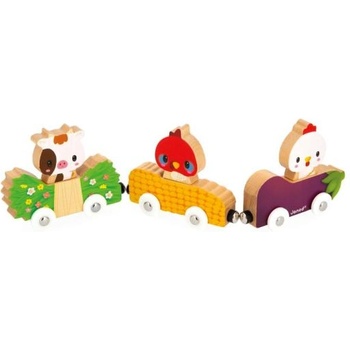 Janod Farm Дървен магнитен влак Ферма
