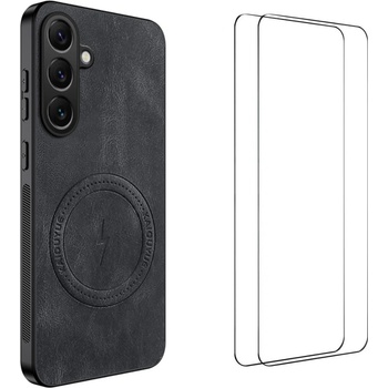 Samsung WANLONFENG SD Магнитен Калъф за Samsung Galaxy A57 5G - PC+TPU, Nappa текстура, 2 стъкла, 4 цвята