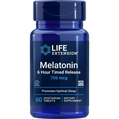 Life Extension Melatonin 6 Hour Timed Release, мелатонин с удължено освобождаване, 60 растителни таблетки