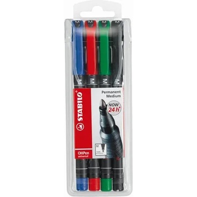 STABILO Комплект маркери за алкохол, 1 мм, STABILO "OHPen M", 4 различни цвята 843/4 (843/4)