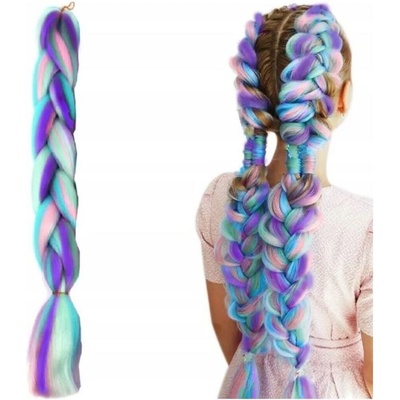 Soulima Vlasy Kanelové syntetické Copánky ombre Barva: Růžová/modrá/fialová – Zboží Dáma