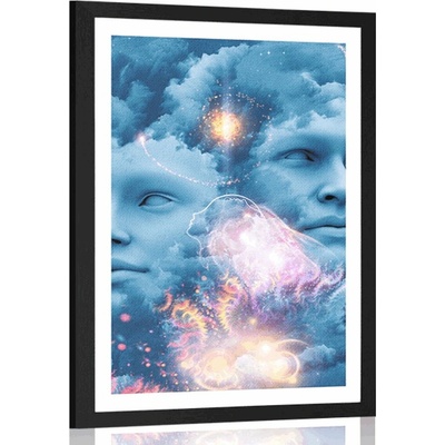 Plakát s paspartou virtuální mysl - 40x60 white