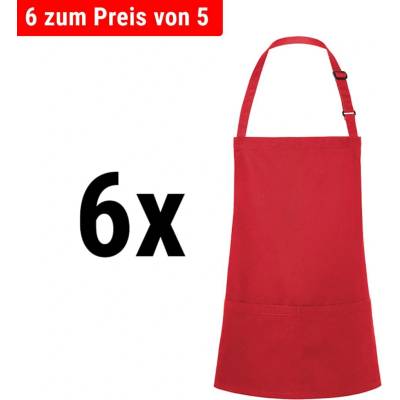 G.Gastro 6 ks Karlowsky Zástěra s laclem krátká Basic červená D9785616