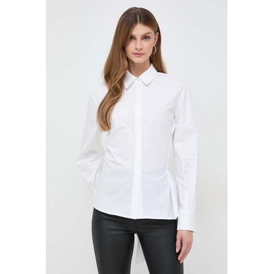KARL LAGERFELD Памучна риза Karl Lagerfeld дамска в бяло със стандартна кройка с класическа яка (240W1608)