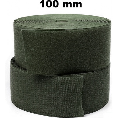 Pásik na suchý zips našívací, set háčika a slučky, farba khaki 100 mm x 25 bm
