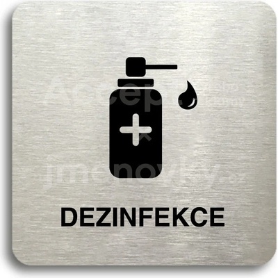 ACCEPT Piktogram dezinfekce V - stříbrná tabulka - černý tisk bez rámečku