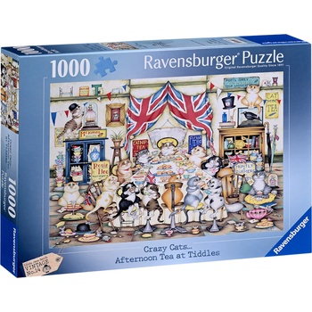 Ravensburger Пъзел Ravensburger от 1000 части - Crazy Cats: Следобеден чай в Тидълс (12000288)