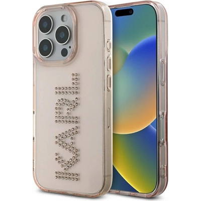 KARL LAGERFELD Калъф за iPhone 16 Pro с лого на Карл Лагерфелд IML Rhinestones - розов (3666339356842)