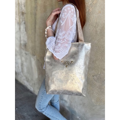 Grosso Zlatá dámska shopper kabelka na každý deň