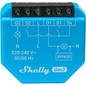 Shelly Смарт реле Shelly - 2L Gen3, двуканално, без нула, синьо (3800235261644)