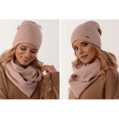 Fashionweek dámský zimní set čepice šála flísová podšívka ZIZI32/K1 světle růžová