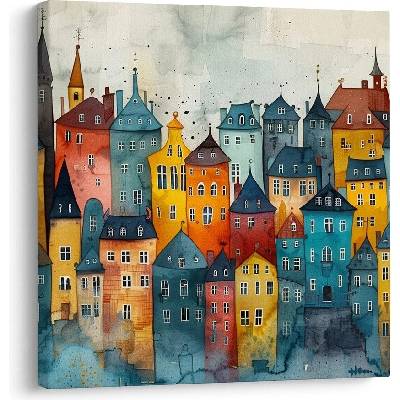 Obraz pohádková městská krajina - 40x40