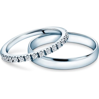 SAVICKI Брачни халки The Light: бяло злато, лабораторни диаманти, полукръгли, 1, 5 мм и 3, 5 мм