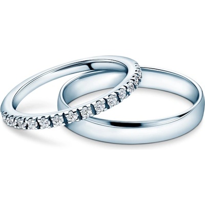 SAVICKI Брачни халки The Light: бяло злато, лабораторни диаманти, полукръгли, 1, 5 мм и 3, 5 мм