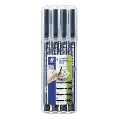 STAEDTLER Комплект маркери за алкохол, OHP, STAEDTLER "Lumocolor 31", 4 различни дебелини на линиите, черен 31-9WP4GS (31-9WP4GS)