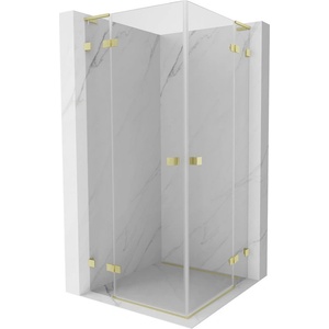Mexen Lunar L Duo отваряема душ кабина 75 x 75 см, прозрачна, златна четка - 834L-075L-075P-55-00 (834L-075L-075P-55-00)