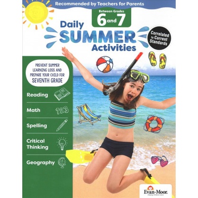 Daily Summer Activities: Between 6th Grade and 7th Grade, Grade 6 - 7 Workbook: Moving from 6th Grade to 7th Grade, Grades 6-7 | Evan-Moor Educational Publishers