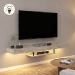 TopMebel Стенен ТВ шкаф Albares TopMebel от меламин с LED осветление в цвят травертин 150x29.6x22см