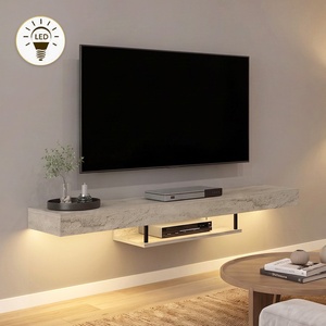 TopMebel Стенен ТВ шкаф Albares TopMebel от меламин с LED осветление в цвят травертин 150x29.6x22см