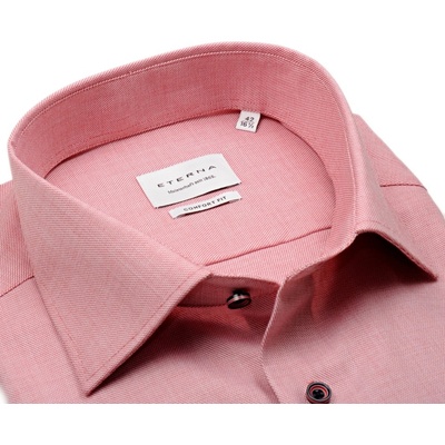 Eterna Modern Fit košile krátký rukáv světle červená s kaskádovitým vzorem