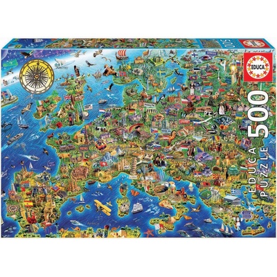 Educa Crazy European Map 500 dielov + Fix lepidlo
