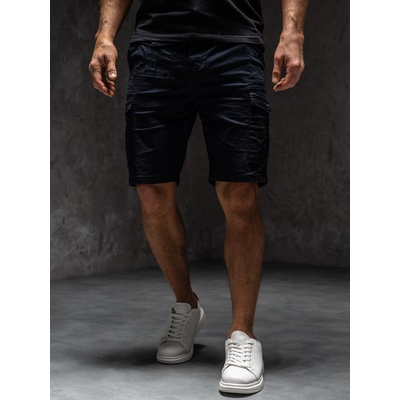 Bolf Tmavomodré pánske látkové šortky s cargo vreckami MP0188BSA1