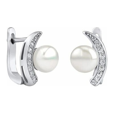 Silvego Strieborné náušnice ADELINA s bielou prírodnou perlou FNJE0608-PRLPS